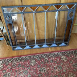 Antique Leaded Glass Fireplace Screen 