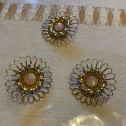 Vintage Set Earrings And Brooch