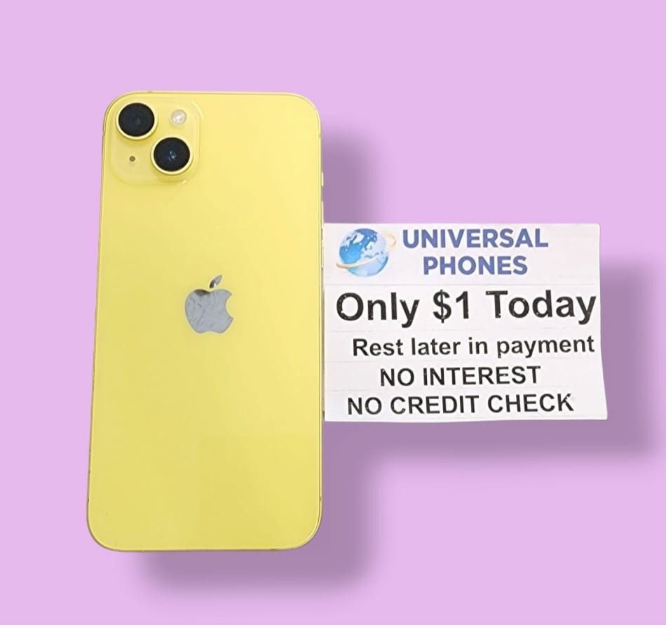 APPLE IPHONE 14 128GB UNLOCKED. FREE SMARTWACH/ HEADPHONES. PAY $1 TODAY REST IN PAYMENTS. NO CREDIT NEEDED FINANCING