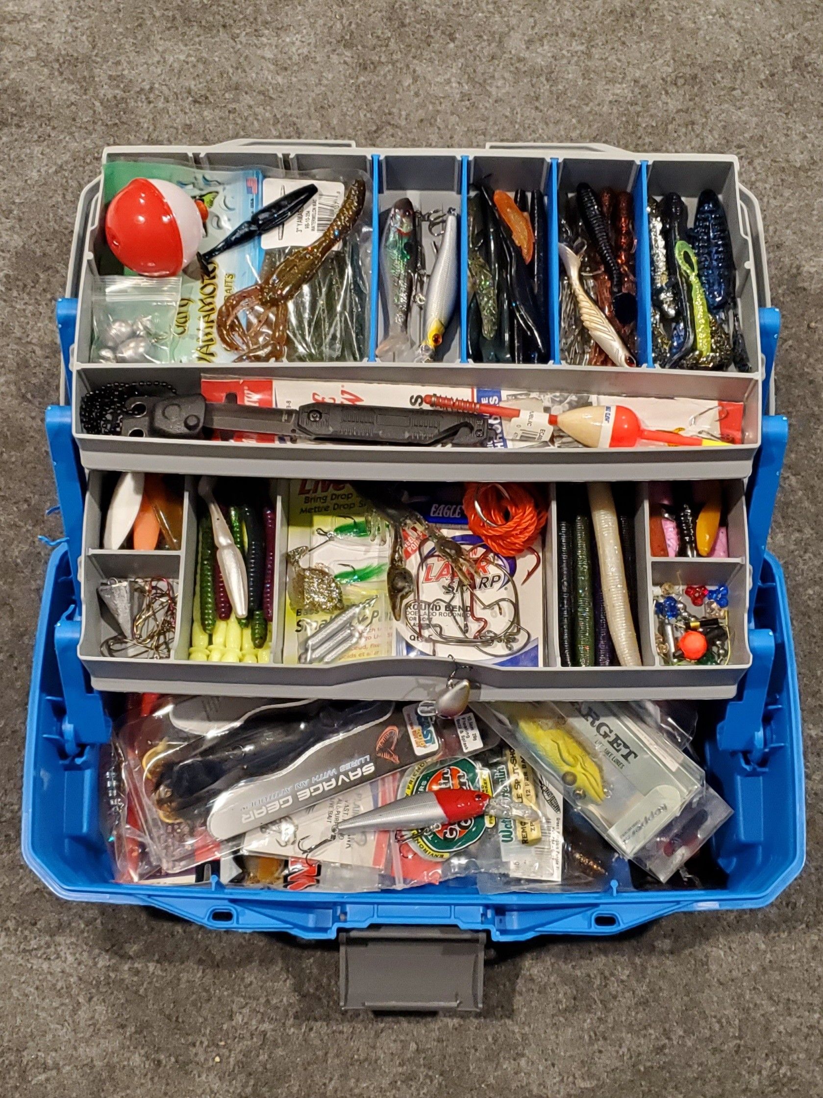 Fishing tackle box blue