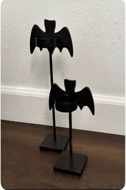 Set 2 Pottery Barn Halloween Bat Candle Holders