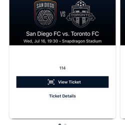 2 tickets San Diego FC vs Toronto FC  - Snapdragon July 16 SDFC