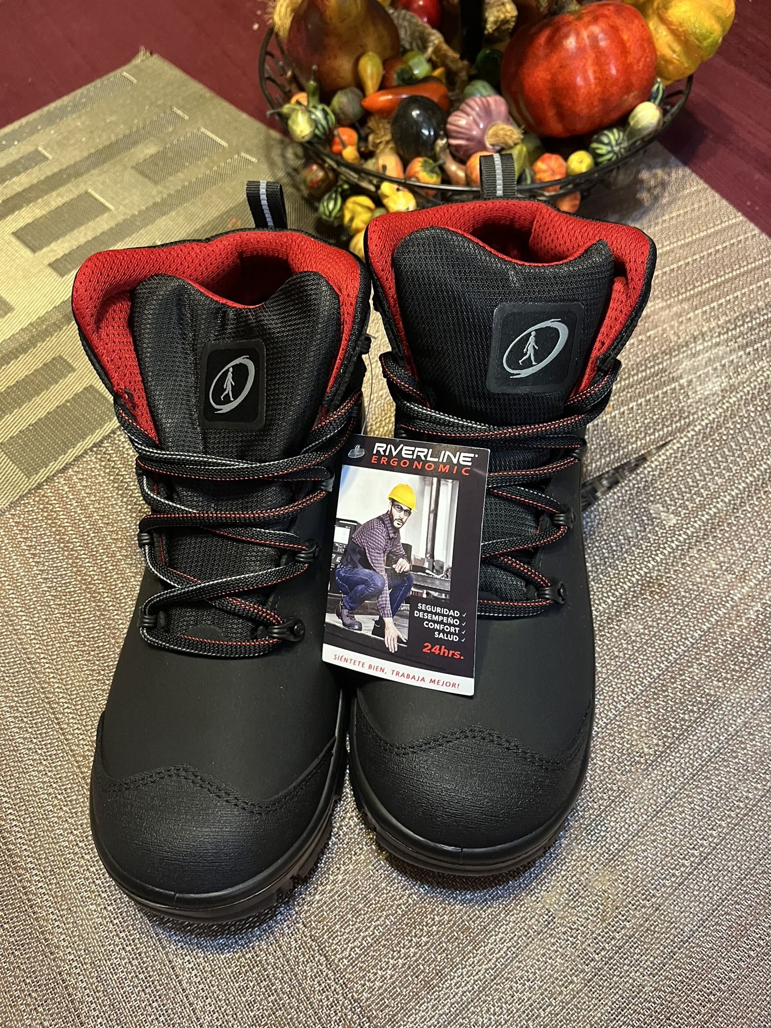 New Men Work Boots Steel Toe Size 9 w