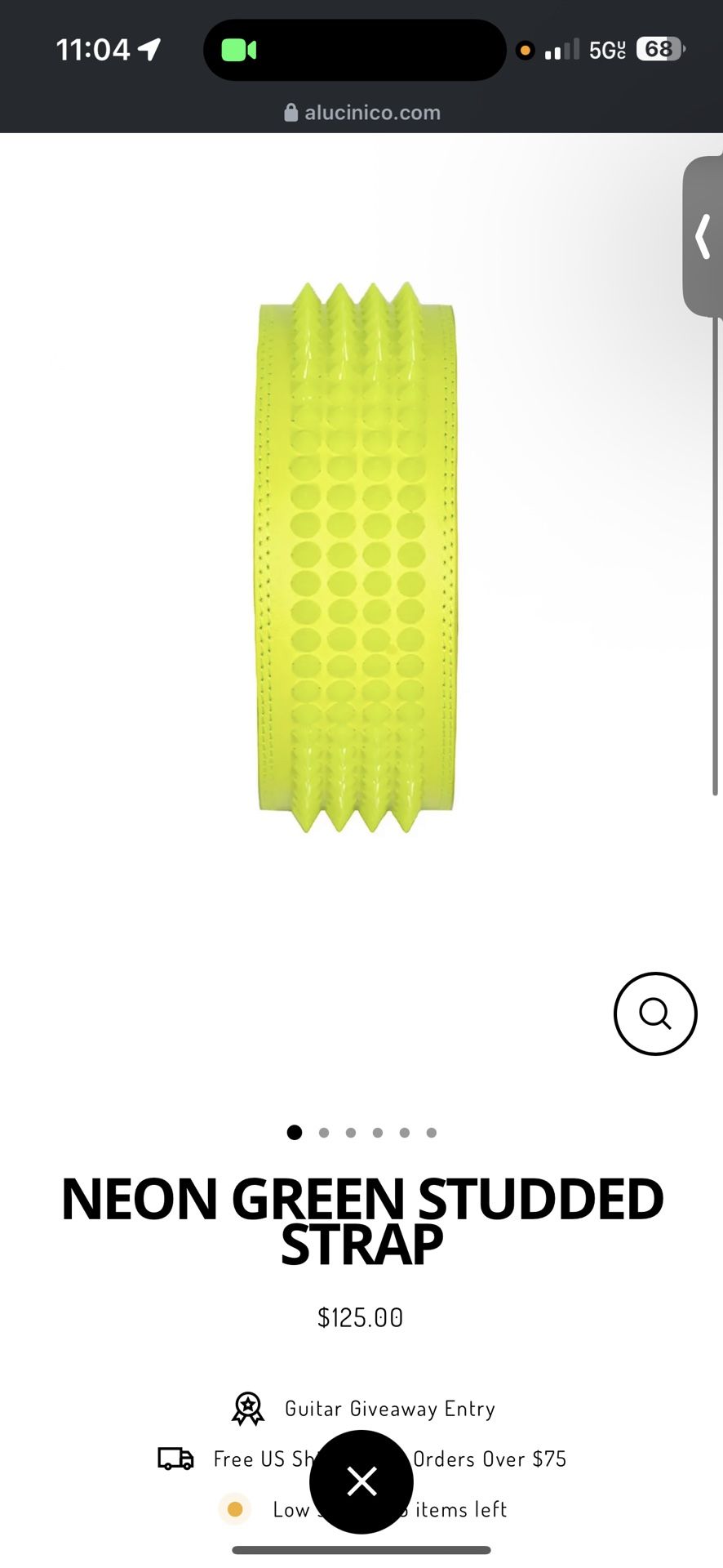 Alucinico guitar/Bass strap neon studded strap