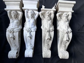 4 PCs Large Antique Greek Caryatid Wall Sculpture for Home/ Garden Column Decor