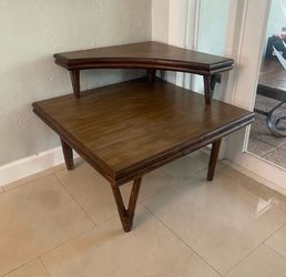 MidCentury Bamboo Rattan Corner Side Table