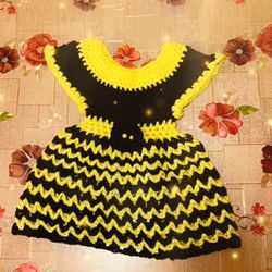 Black And Yellow Toddler Girls Dress