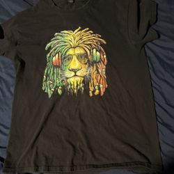 Men's Black Rasta Headphones Graphic Print Cotton Short Sleeve T-Shirt