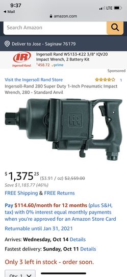 Ingersoll-Rand 280 Super Duty 1-Inch Pneumatic Impact Wrench, 280
