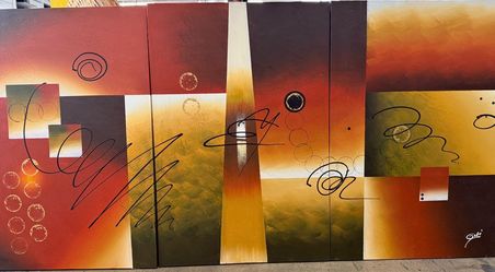 Hand-Painted  on  3 pieces Abstract Canvas Art.