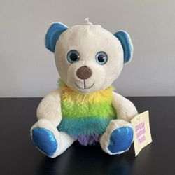 Midwood Brands Rainbow Bear Plush Shaggy Shimmery 10 Inch