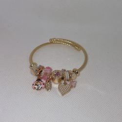 Chic Gold and Pink Charm Bracelet