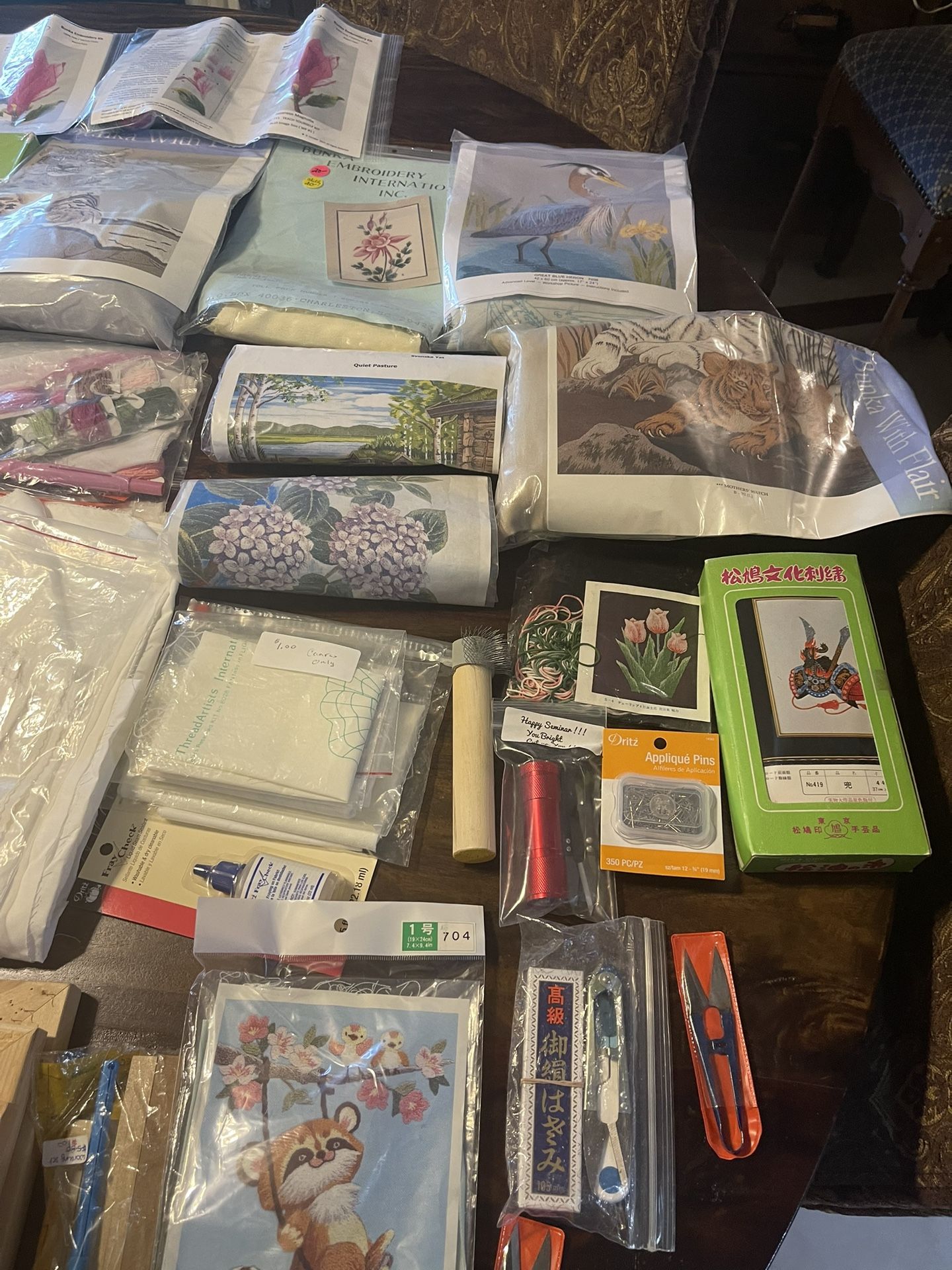  Very Large Assortment Of Bunka Embroidery Items