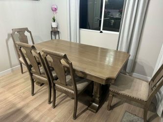 Wood Dining Table with 4 Chairs