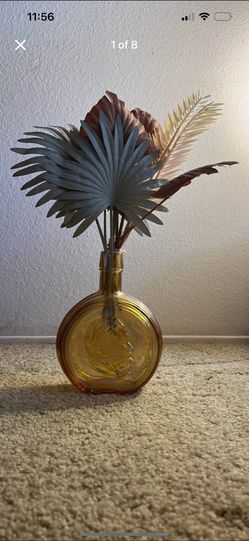 Vintage Yellow Glass Coin Vase