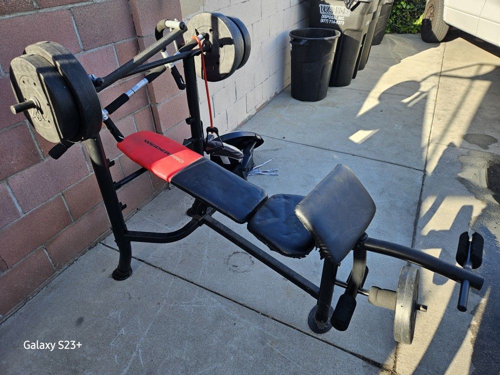 Weight Bench And Lift Bar With Weights
