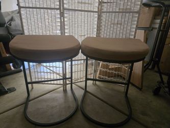 Set of 2 Backless Bar Stools with Cushioned Seats