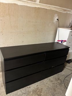Ikea Black 6-Drawer Double Dresser