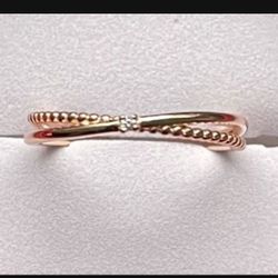 14kGP Over Sterling Silver 925 Double Layer Open Ring Size 5,6 And 7 