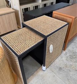 23" High Square Nesting Side Table Pine Black/ Natural - Threshold™ Assembly Required