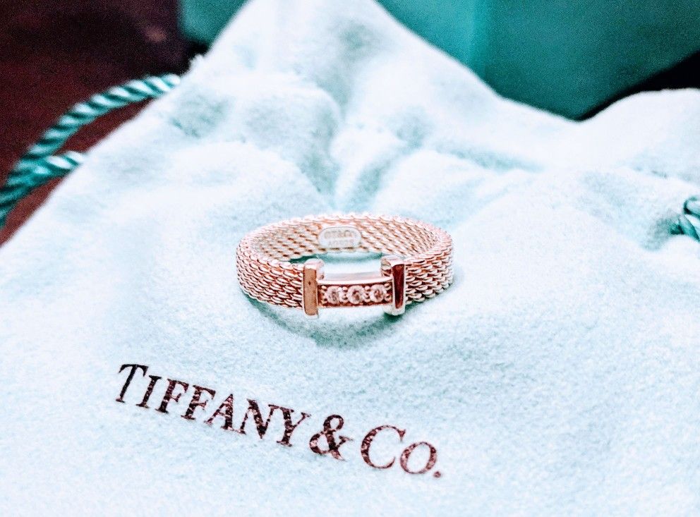 Tiffany & Co. Sterling Silver Somerset Narrow Diamond Ring Sz 5 NEW