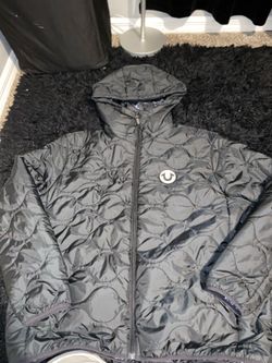 True Religion Black Hooded Quilted Puffer Jacket Men's 3XL Tall