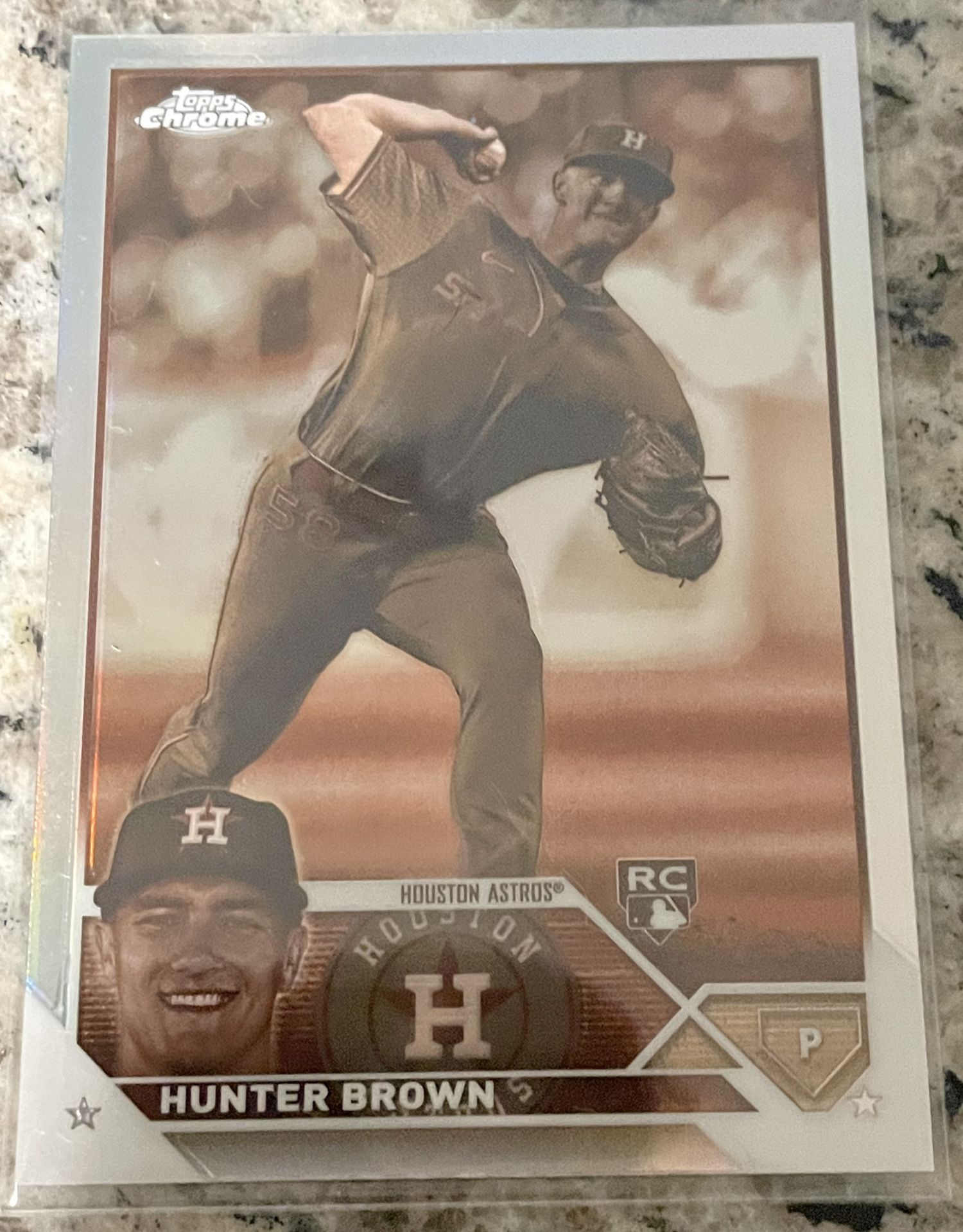 Hunter Brown Sepia Refractor Rookie Card 2023 Topps Card #197