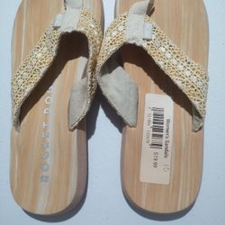 NEW Rocket Dog ADIOS CC PEARL Natural Crochet Flip Flops  Sandals Size 9 and 10