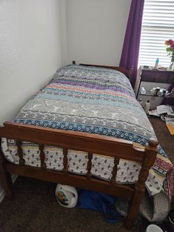 Twin bed frame with mattress
