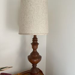 Vintage Wood Table Lamp And Shade
