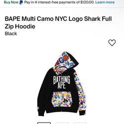 Bape Multi Camo NYC Logo Shark Zip Up 