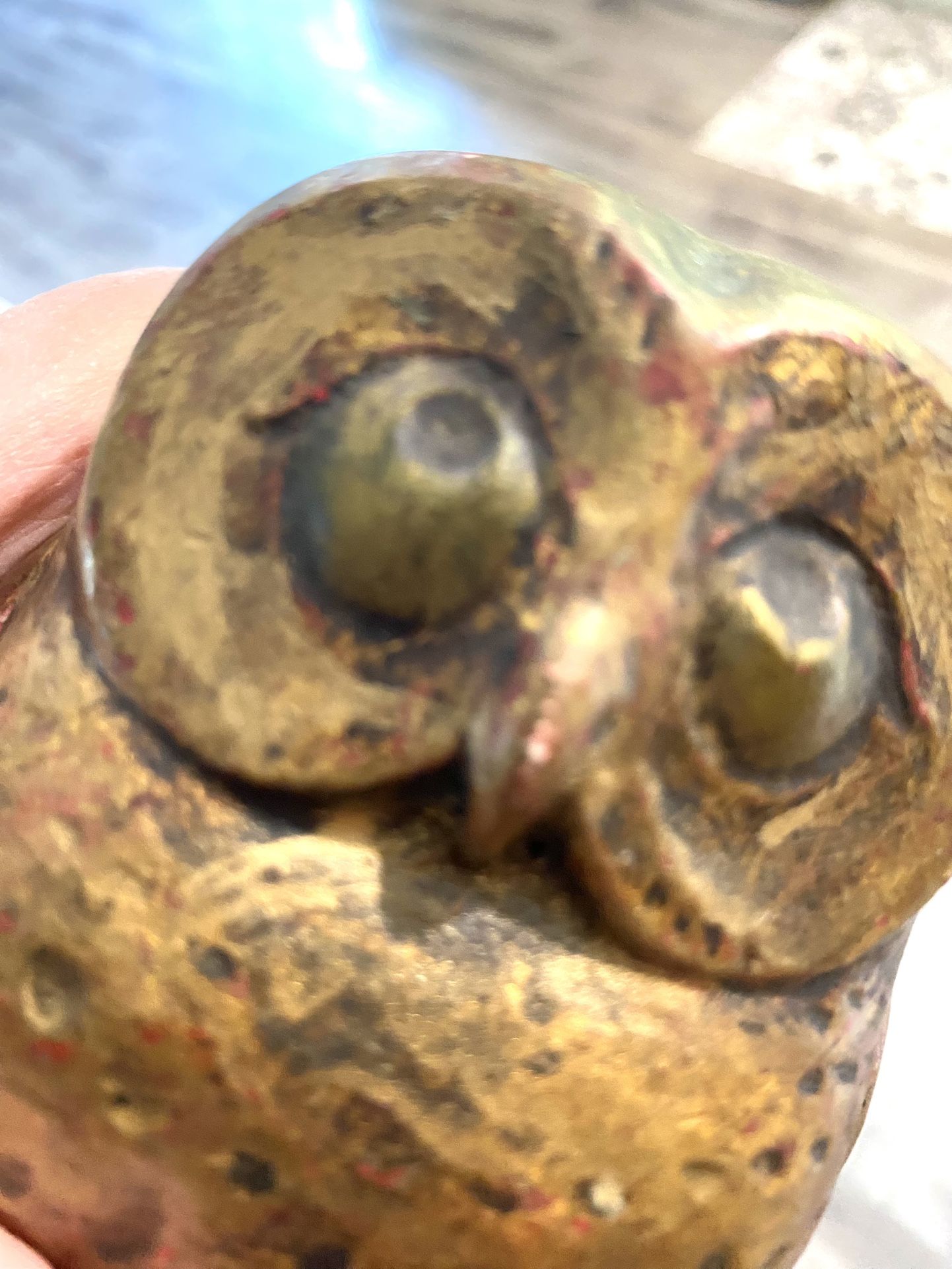 MCM Gold / Brass Colored Owl Figurine and / or Paperweight Made of Plaster or Stone ? Heavy