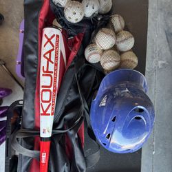 Atlas Bat With Nike Bag And Adidas Helmet And Baseballs 