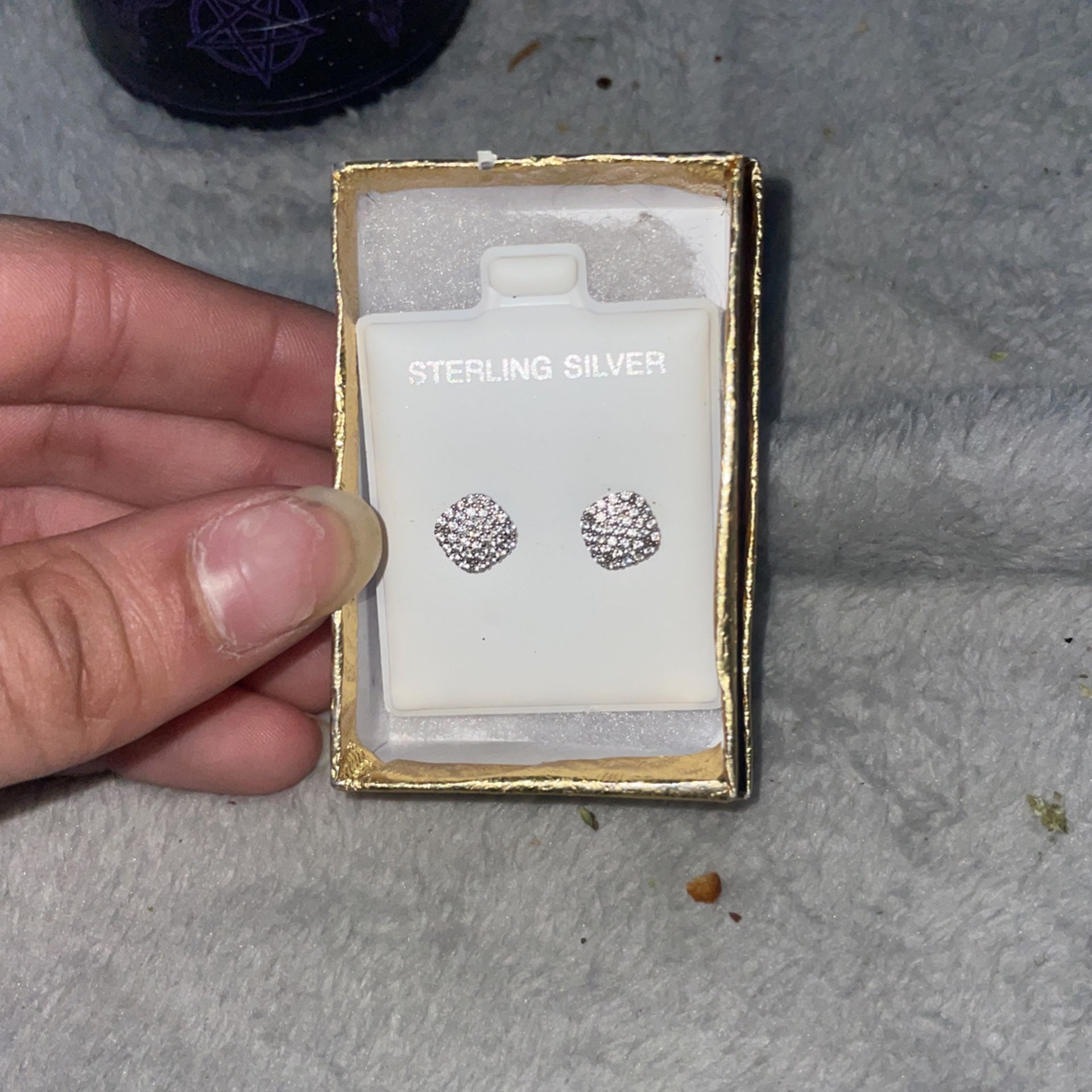 Men’s Sterling Silver Moissanite Earrings