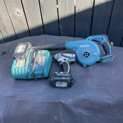 Makita Impact Drill, Charger, 2 Batteries And Small Blower! 