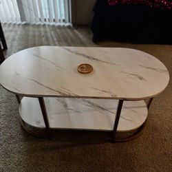 White Faux Marble Coffee Table