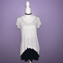 Express Short Sleeve Grey Dotted Top