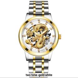 Two Tone Gold / Silver Colored Dragon Watch 