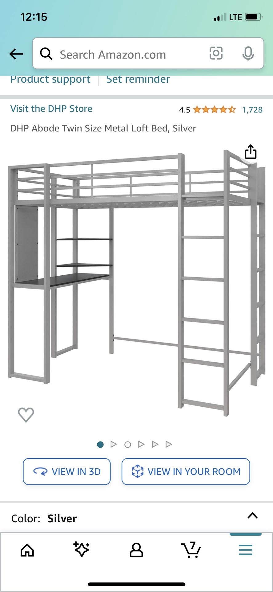 DHP Abode Twin Size Metal Loft Bed