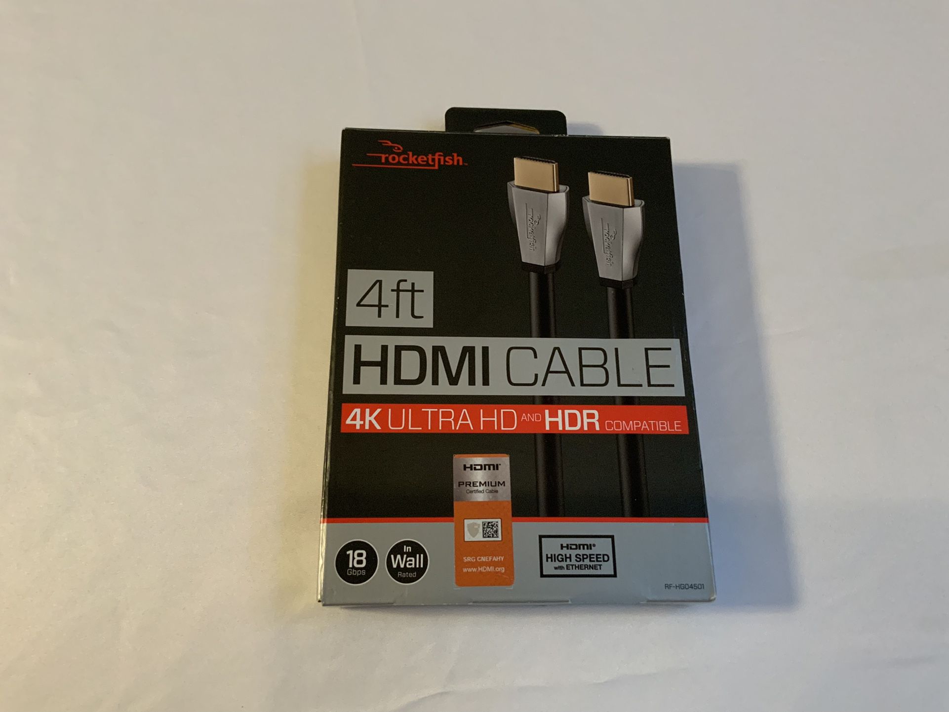 NEW-Rocketfish™ - 4' 4K UltraHD/HDR In-Wall Rated HDMI Cable - Black