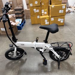 Foldable Adult E-bike, White,  Mini Electric Folding Bike 