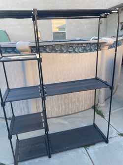 Black Metal Portable Closet Organizer with Shelves