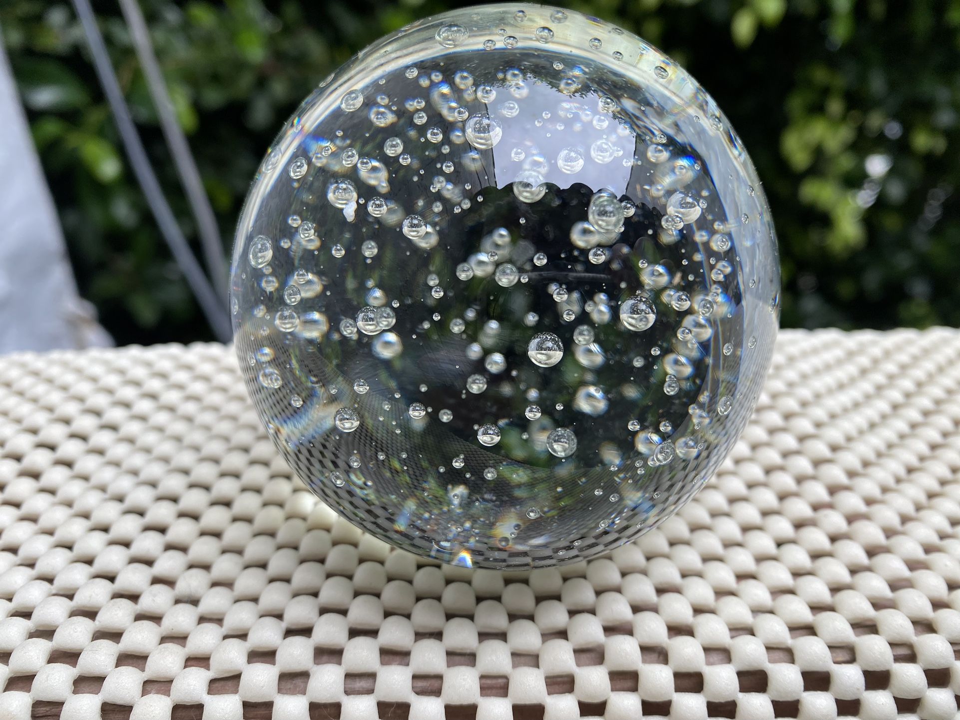 Clear Glass Paperweight With Bubbles 