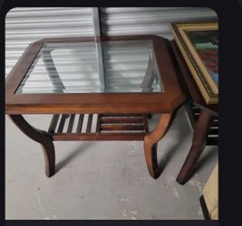 Wood and Glass Top End Table