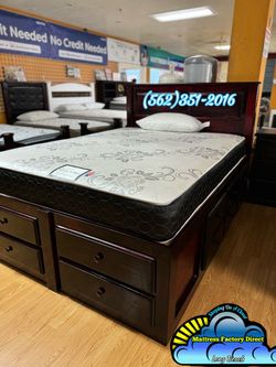 Queen storage bed Cherry mattress cama nueva new