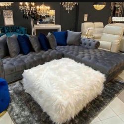 Royal Gray Velvet RAF Sectional 