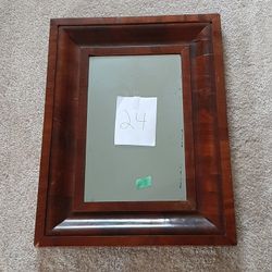 #24 Art Deco Wood Framed Mirror Circa 1920s  19 X 25.5