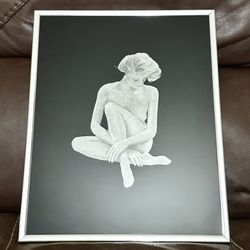 Vintage Silver Foil Woman Art Framed Movement illusion effect Glimmers