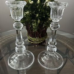Cristal D' Arques French Crystal 8" Candle Sticks France.