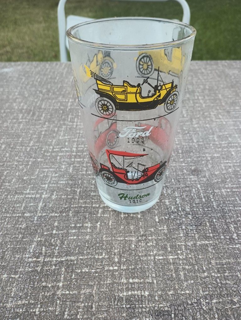 Vintage Cars Glass Cocktail Shaker / Glass